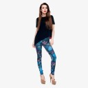 Dameleggings med ugleprint - Blå 7