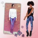 Dameleggings med ugleprint - Blå 9