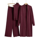 Damen Abendanzug mit Hose, Top mit Rollkragen und O-Ausschnitt, langer Mantel, universelle Größe, einfarbig, Polyester, Viskose 6