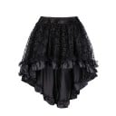 Damen asymmetrischer Rock mit Spitze Durchsichtige Oberlage mit Pflanzenmuster Kürzer vorne und länger hinten Glänzender Unterrock 3