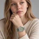 Damen Automatikuhren Berny Minimalistisch mit Datum Wasserdicht 50 m 38 mm Edelstahl Saphirglas Stoffarmband Für Jeden Tag 11