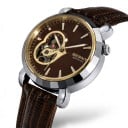 Damen Automatikuhren Berny Open Heart mit transparentem Deckel Wasserdicht bis 50 m Durchmesser 36 mm Edelstahl Saphirglas Lederarmband 5
