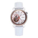 Damen Automatikuhren Berny Open Heart mit transparentem Deckel Wasserdicht bis 50 m Durchmesser 36 mm Edelstahl Saphirglas Lederarmband 11