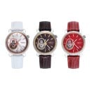Damen Automatikuhren Berny Open Heart mit transparentem Deckel Wasserdicht bis 50 m Durchmesser 36 mm Edelstahl Saphirglas Lederarmband 1