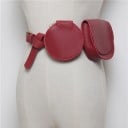 Damen Bauchtasche aus Kunstleder mit Gürtel und zwei Taschen Rundes Etui mit Reißverschluss Halbmöndförmige Tasche mit Deckel Tragen am Bauch 3