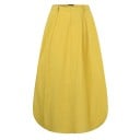 Damen Baumwoll Maxi Rock mit seitlichen Taschen Voluminöser Ballon Schnitt mit Falten am Bund Bund mit Knopf Langer, lockerer Rock 4