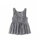 Damen Baumwollbluse ohne Ärmel mit karriertem Muster Rüschen an den Trägern Gerafft in der Taille Offener Rücken mit Knöpfen Sommertop 6