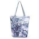 Damen Baumwolltasche mit Blumenmuster Geräumiger Shopper mit zwei grauen Henkeln und flachem Boden 27 x 38 x 11 cm Baumwolle und Polyester 8
