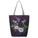 Damen Baumwolltasche mit Blumenmuster Geräumiger Shopper mit zwei grauen Henkeln und flachem Boden 27 x 38 x 11 cm Baumwolle und Polyester 13