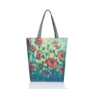 Damen Baumwolltasche mit Mohnblumenmotiv Geräumige Einkaufstasche mit grauen Griffen Baumwolle und Polyester 27 x 38 x 11 cm Griffe 27 cm 4