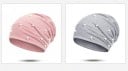 Damen Beanie Mütze mit Perlenimitaten und glitzernden Steinen Lockere Passform mit weichem Raffung Feiner Polyesterstrick 14