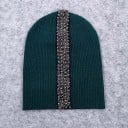 Damen Beanie Mütze mit vertikalem Streifen aus Perlenstickerei Gerippte Stretchstrickware aus Baumwolle und Wolle Kopfumfang 50 bis 60 cm 2