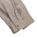 Damen braune gestreifte Bluse mit Kragen und langen Ärmeln Stylische Bluse mit Schleife im Rücken in der Taille Polyester-Baumwoll-Mischung 5