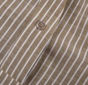 Damen braune gestreifte Bluse mit Kragen und langen Ärmeln Stylische Bluse mit Schleife im Rücken in der Taille Polyester-Baumwoll-Mischung 11