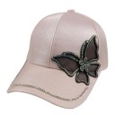 Damen-Cap mit dekorativem Schmetterling aus Strass Glänzendes Polyester Transparente Flügel Glitzernder Rand des Schirms Verstellbarer Riemen 3