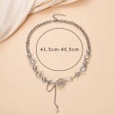 Damen Choker mit silbernem Aussehen, Anhänger in Sternform mit vier Zacken und integrierten Anhängern von Planeten mit transparenten Kristallen 8