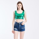 Damen-Crop-Top in Metallic-Optik B235 10