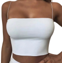 Damen Crop Top Mit dünnen Trägern Rundhalsausschnitt Einfarbig Kurzes Top aus Polyester und Spandex Elastisches Sommertop 2