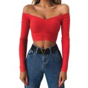 Damen Crop Top mit freiliegenden Schultern B68 5