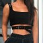 Damen Crop Top mit Gürtel 5