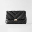 Damen Crossbody Tasche aus PU-Leder mit gepolsterter V-förmiger Steppung Große Tasche mit Klappe und metallischem Verschluss 36 x 28 x 8 cm 2