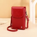 Damen Crossbody Tasche für Mobiltelefone Vorderes Fach mit Klappe und hinteres mit Reißverschluss Abnehmbarer verstellbarer Riemen PU-Leder 6