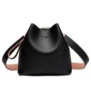 Damen Crossbody Tasche im Beuteldesign über der Schulter Glattes PU-Leder Reißverschluss Breiter Trageriemen in kontrastierender Farbe 21 x 1