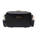 Damen Crossbody Tasche in Boxform Reißverschluss Metallfüße Verstellbarer Trageriemen mit Karabinern PU Leder 17 x 10 x 8,5 cm 1