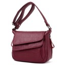 Damen Crossbody Tasche mit doppelter Klappe Verstellbarer Tragegurt Seitliche Reißverschlüsse Kunstleder mit gewellter Oberfläche 29 x 21 7