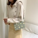 Damen Crossbody Tasche mit Gänseblümchen-Muster Breiter verstellbarer Gurt Reißverschluss PU-Leder 19 x 6 x 12 cm Für jeden Tag 8