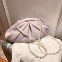 Damen Crossbody Tasche mit gerüschter Vorderseite und runder Form Tragen in der Hand oder quer über den Körper PU-Leder Breite 32 cm Höhe 8