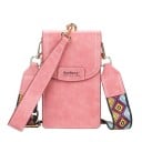 Damen Crossbody Tasche mit Klappe Breiter Gurt mit geometrischem Muster Handgelenkschlaufe Mattes PU-Leder Maße 20 x 11 x 5 cm 4