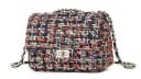 Damen Crossbody Tasche mit Klappe und Kettenriemen Strukturierter Stoff mit Tweed-Optik Metallverschluss Wolle und PU-Leder 7