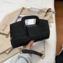 Damen Crossbody Tasche mit Krokodilsmuster Oberer Griff und Kettenriemen Tragen in der Hand und über der Schulter PU Leder 26 x 17 x 6 cm 2