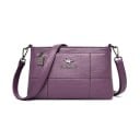 Damen Crossbody Tasche mit Steppung in Rechtecken Reißverschluss Trageriemen mit Karabinern Echtes Leder und Polyester 24 x 15 x 10 cm 3