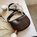 Damen Crossbody Tasche über der Schulter in Halbmondform Krokodilsmuster Verstellbarer Riemen mit Schnalle PU-Leder und Polyester 29,5 x 3