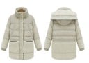 Damen Daunenjacke mit Kapuze und Futter aus Schafwollimitat Längerer Winterschnitt Gestrickte Bündchen Taschen mit Klappe Gestepptes 3