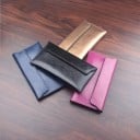 Damen dünne Geldbörse aus echtem Leder mit umklappbarer Klappe Elegante Form einer Clutch Glänzende Oberfläche Flaches Profil Maße 19 x 10 9