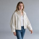 Damen dünne winddichte Jacke mit Kapuze und Stehkragen mit Reißverschluss und verstellbarem Saum im lockeren Schnitt für Frühling 2