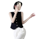 Damen einfarbige Weste mit V-Ausschnitt und Taschen Elegante universelle Weste mit Knopfverschluss aus Polyester in verschiedenen Farben 5