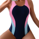 Damen Einteiler Badeanzug Breite Träger Rundhalsausschnitt Streifen Spandex Polyester Elastische sportlich-elegante Badebekleidung 2