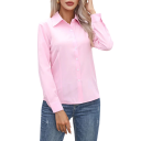 Damen elegante einfarbige Bluse mit langen Ärmeln in taillierter Passform mit formenden Abnähern, klassischem Kragen und Knopfmanschette 4