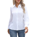 Damen elegante einfarbige Bluse mit langen Ärmeln in taillierter Passform mit formenden Abnähern, klassischem Kragen und Knopfmanschette 1