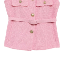 Damen elegante einfarbige Weste mit Gürtel und Taschen auf der Brust Stylische Weste mit Rundhalsausschnitt Knopfverschluss Verschiedene Farben 10