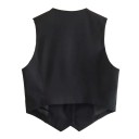 Damen elegante einfarbige Weste mit V-Ausschnitt Knopfverschluss Stilvolle Polyesterbluse ohne Ärmel Verschiedene Farben 6