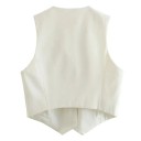 Damen elegante einfarbige Weste mit V-Ausschnitt Knopfverschluss Stilvolle Polyesterbluse ohne Ärmel Verschiedene Farben 7