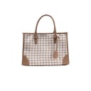 Damen elegante Handtasche mit Hahnentrittmuster Rechteckige geräumige Tasche mit zwei Henkeln und dekorativem Anhänger 37 x 26 x 14 cm 4