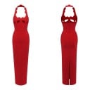 Damen elegante lange ärmellose Kleid mit gewelltem Ausschnitt und Ausschnitten an der Brust im figurbetonten Etui-Stil 5