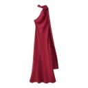 Damen elegante lange satiniert Kleid ohne Ärmel mit asymmetrischem Kragen um den Hals und fließendem Schal auf dem Rücken 5