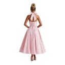 Damen elegante Midi-Kleid mit Korsett und freiem Rücken mit V-Ausschnitt und Bindeband im Nacken mit Schnürung am Rücken 8